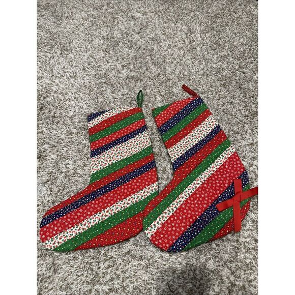 Christmas Stockings Set of Two Quilted Matching Handmade - Picture 1 of 3